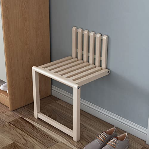 YJJT Hocker Aus Massivem Holz Zur Wandmontage, Wand Montierter Schuhwechselhocker, Wegklappbarer Duschhocker, Unsichtbarer Klappstuhl, Platz Sparen, Für Foyer, Veranda, Garderobe, Balkon, Bad Cover