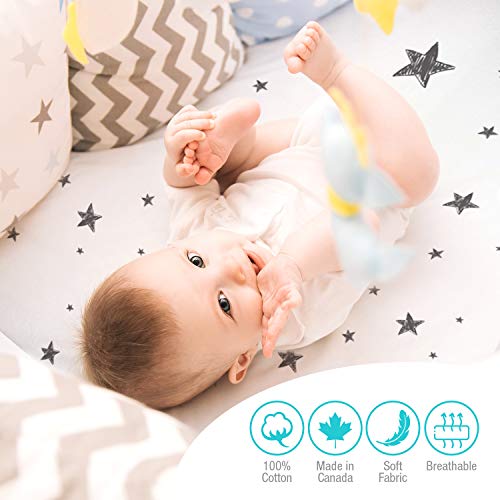 Bassinet Sheet Flannel Scribble Stars Black & White #TOP6