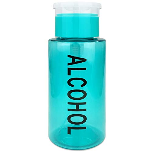 7oz PANA Teal with Word Push-Down Dispenser Bottle - 1 Bottle - Empty Refillable Pump Bottle for Nail Polish Remover Liquid Lotion Cream