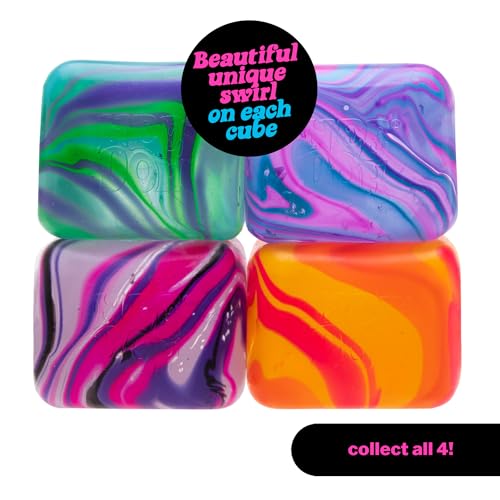 Image of Schylling NeeDoh Nice Cube Swirl - Sensory Toy with a Super Solid Squish - Unique, Swirling Color Blend - Ages 3 and Up - Orange; One Cube Per Pack