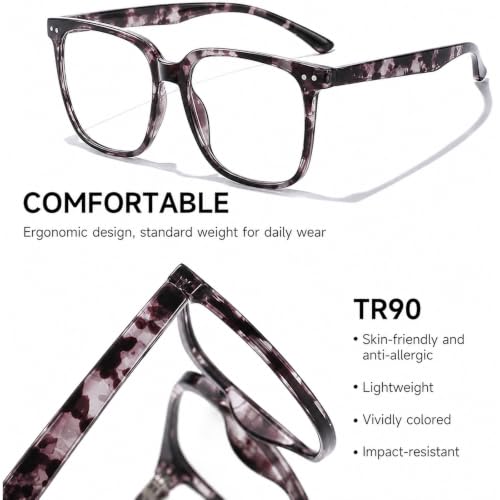 Image of Oversized Square Blue Light Blocking Glasses for Women Men, Anti Glare Computer Glasses, Reduce Eye Strain