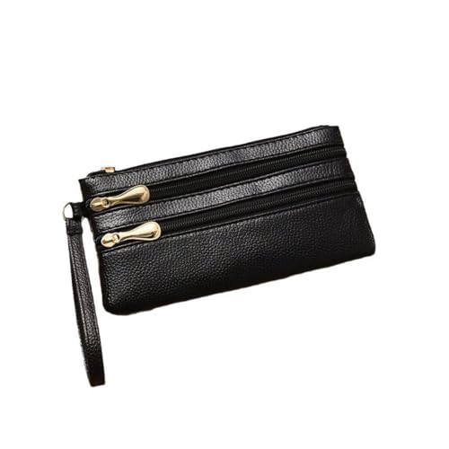 Card Bag Large Capacity Multifunctional PU Key Bags Zipper Long Wallet Women Men(Black)3