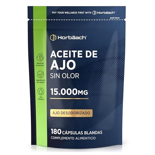 Ajo Cápsulas 15000mg | 6 Meses de Suministro - 180 Perlas | Extracto de Ajo - Fuente de Alicina | Alta Resistencia | Horbaach