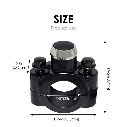 Aluminum 7/8" Motorcycle Handlebar Control Horn Start Switch Button Momentary Action With Two Bullet Connectors Black Button #TOP3