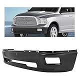 HECASA Front Bumper Face Bar Compatible with 2009-2012 Dodge Ram 1500 W/Fog Hole NOT Fit SPORT Models Steel Powder Coated Black Replacement for 68206067AA 55112609AA CH1002384