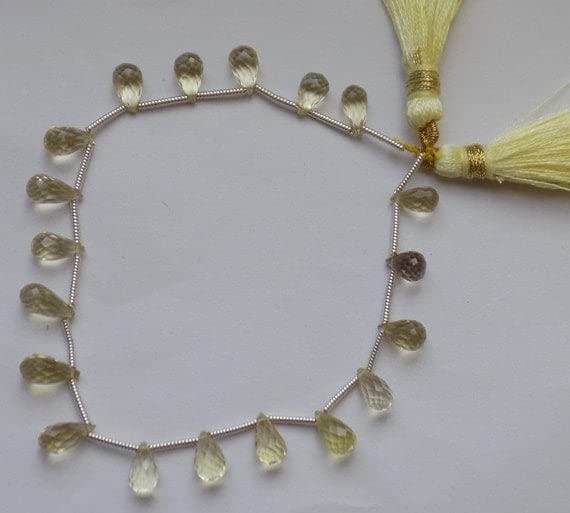Quartz citron facetté en briolette pour réparer ou sublimer un collier