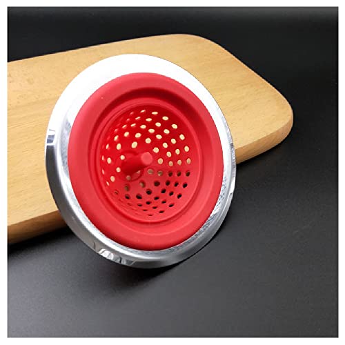 Image of Trifecta Kitchen Sink Strainer Food Catcher 1 PCs 4.5 inch Diameter, Flexible Silicone Kitchen Sink Drainers Traps Food Debris and Prevents Clogs, for Most Kitchen Sink Drains (Red - 1)