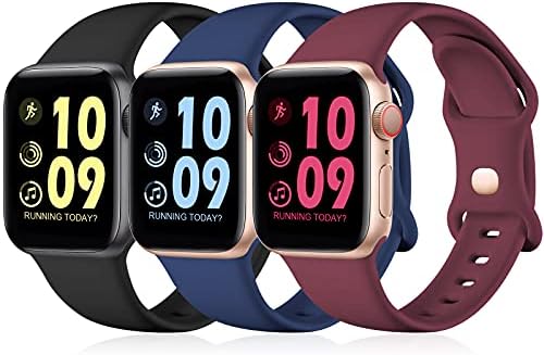 Maledan Pack 3 Straps Compatible with Apple Watch Strap 44mm 42mm 40mm 38mm 41mm 45mm 49mm, Soft Silicone Replacement Band for iWatch Series 8 7 6 5 4 3 SE, 38mm/40mm/41mm-S/M, Lilac/White/Pink