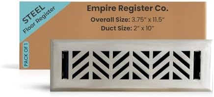 Empire Register Co, Vent Cover - 2x10 inch, Chevron Design, Brush...