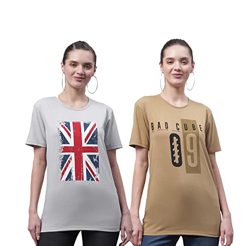 Image of Mack JONNEY Regular Fit Multicolor Women Tshirts(Pack of 2-MACK633404)