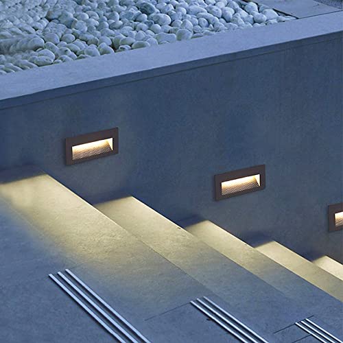 6W LED Step Light Stairway Modern Wall Fixture with Horizontal Louver Faceplate for Indoor and Outdoor Waterproof Corner Foot Lamp Gray