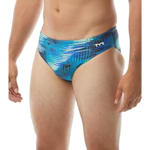 TYR Men's Surge Racer Swim Briefs, Blue Green Cover