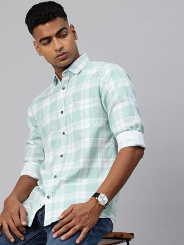Image of Majestic Man Comfort Slim Fit Pure Cotton Checked Casual Shirt