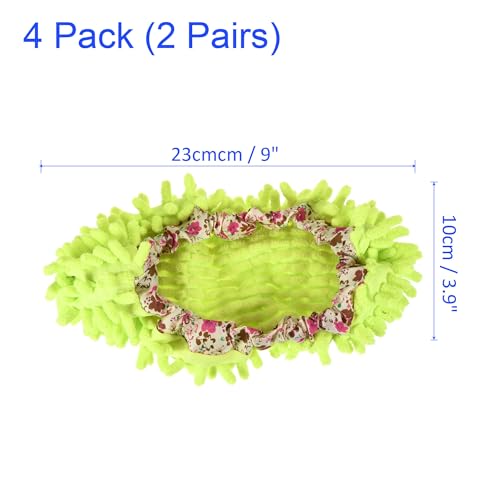 Image of M METERXITY 2 Pairs Washable Cleaning Shoes Cover - Floor Cleaning Dust, Chenille Microfiber Duster Mop Slippers, Apply to House Office Room (Green)