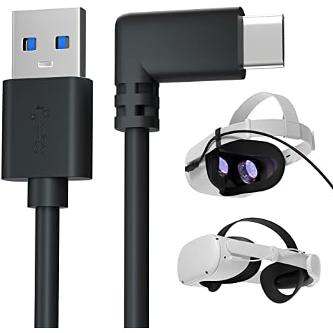 Oculus Quest Link Cable 10F/3M, High Speed Data Transfer & Fast Charging USB 3.1 Type C to USB A Charger Lead with 90° Right Angle for Oculus Quest VR Headset, PC Gaming & USB C Devices' Charging Cover