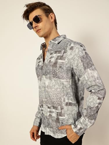 Image of Thomas Scott Mens Slim Fit Full Sleeves Printed Casual Shirt