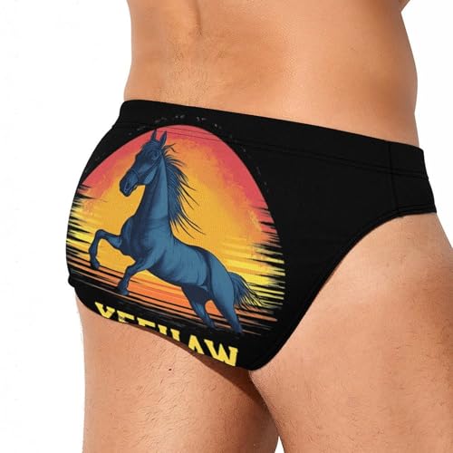 Vintage Yeehaw Horse Men's Swim Brief Sexy Bikini Swimwear Swimsuit Trunks Bathing Suits3