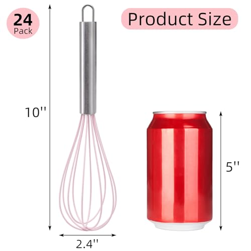 Cididu Set of 24 Silicone Whisk Bulk for Cooking, 10 In Wisking Tool Non Scratch, Flexible Rubber Whisks for Nonstick Pans, Kitchen Hand Whisk for Blending Beating Baking, BPA Free Dishwasher Safe - Image 3