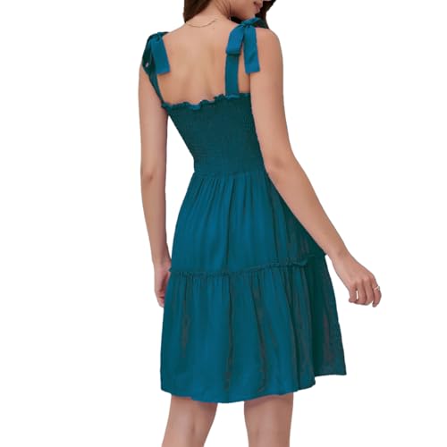 Women's Summer Spaghetti Strap Cover Up Strapless Dresses Ruffle Tube Top Beach Mini Dress4