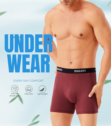 5Mayi Mens Underwear Boxer Briefs for Men Viscose Underwear Comfortable Midrise Undergarments with Open Fly2