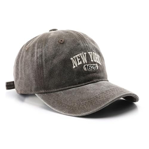 Image of New York Hat Washed Baseball Cap Unisex Sun Hat Adjustable Trucker Cap