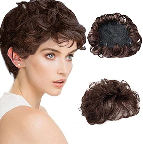 EREE HAIR Haarverlängerung, kurz, gelockt, zum Anklippen, für Haarverlängerungen, Echthaar, 15,2 cm, Dunkelbraun Cover