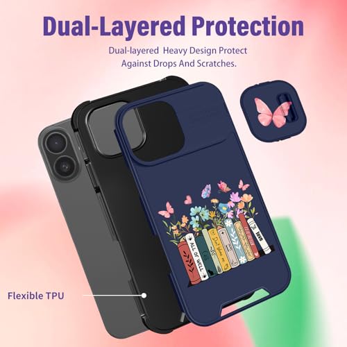 Image of Funermei for iPhone 16 Case - Women Girls Cute Phone Cover Girly Pretty Aesthetic Book Unique Design with Camera Cover Funda for Apple for iPhone 16