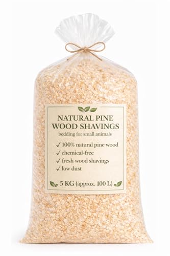 Copeaux de Bois de pin 5 kg (env. 100 L) – Litière Naturelle absorbante et sans poussière pour rongeurs, Lapins, Poules, Jardin, Compost et DIY