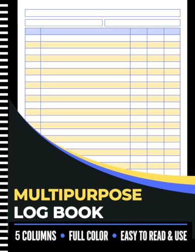 5 Column Multipurpose Log Book: FULL COLOR Custom Record Book for Inventory, Expenses, Sales, Attendance, Orders, Equipment, Business, Office & Personal Record Keeping (Professional Record Series)