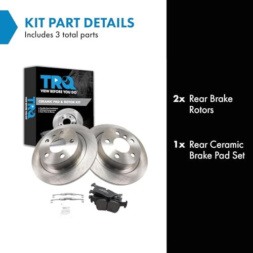 Image of TRQ Rear Brake Pad and Rotor Set Ceramic Compatible with 2014-2020 BMW i3 2018-2020 i3s 2016-2021 Mini Cooper Clubman 2017-2021 Cooper Countryman