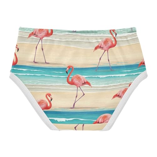 Pink Flamingos Beach Turquoise Sea Panties Little Girl Girls Underwear Toddlers Cotton Colorful Underpants Briefs 2t2
