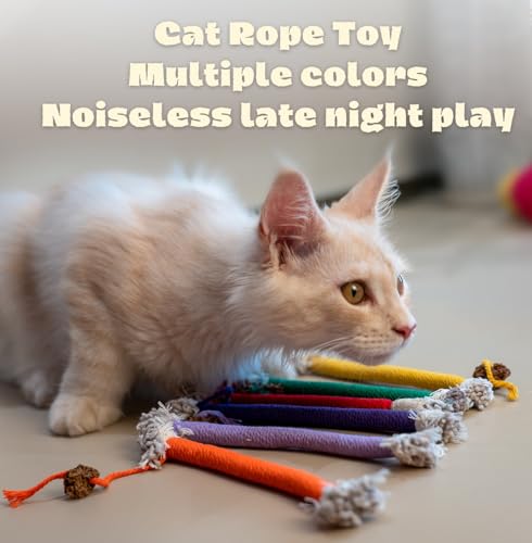 Petelligent Bent Cat Rope Toy, Pet Chew Toys, Interactive Tease Toys for Cats and Kittens, Bite-Proof Playthings, Cotton Rope Kitten Toys Dental Care Stress Relief Pet Supplies (Medium 6 Pack) - Image 7