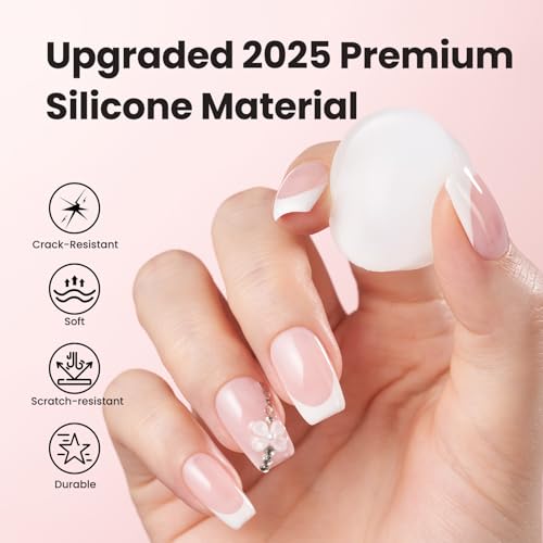 Image of Beetles French Tip Tool Nail Stamp 6Pcs Silicone French Tips Stamp Kit with Replacement Stamper Heads and Scrapers Silicone Nail Art Printing Stuff for Home DIY Salon Manicure Tools Gifts for Girls
