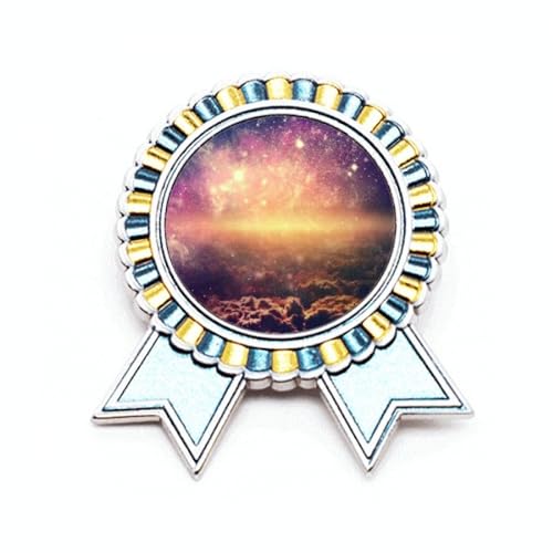 Broche nébuleuse de l'espace en métal ciselé motif cosmos M