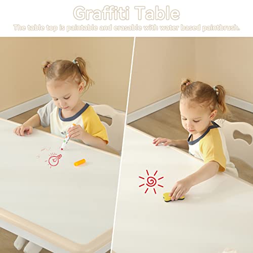 Cufun Kids Table And 4 Chairs Set, Toddler Table With Graffiti Desktop, Height Adjustable Children Activity Table, Kids Furniture For Boys And Girls Aged 2-10 #TOP2