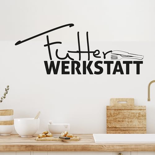 GRAZDesign Wandtattoo Küche Spruch Futter Werkstatt | Küchenaufkleber selbstklebend - 76x30cm / 070 schwarz