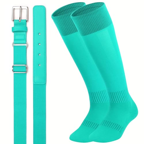 UnFader Youth Adult Baseball Socks and Belts Combo, Adjustable Elastic Softball Belts and Socks for Boys Mens and Grils