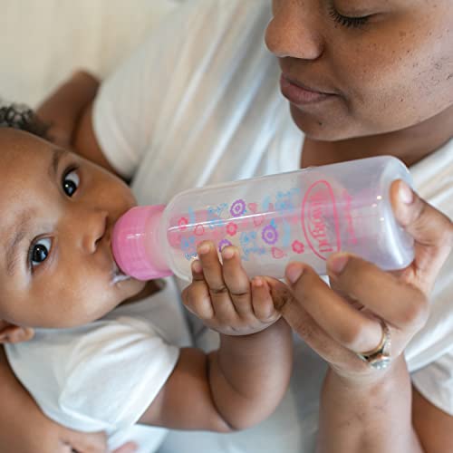 Dr. Brown's Natural Flow Anti-Colic Options+ Narrow Baby Bottles, Floral Designs, 8Oz/250Ml, With Level 1 Slow Flow Nipples 4-Pack, Pink, 0M+ #TOP6