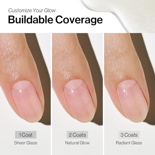 Image of ohora 2-in-1 Sheer Nail Polish & Strengthener - Champagne | Tinted Nail Concealer | Nail Hardener for Weak, Damaged Nails | Nail Care Polish with Glossy Finish | Glazed-Syrup Formula, 15 mL