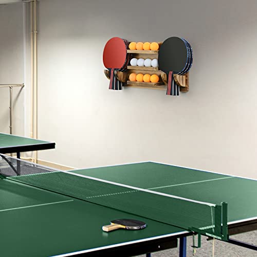 Ikkle Ping Pong Paddle Holder Wall Mounted Table Tennis Storage Rack For 6 Rackets And 12 Balls Storage In Game Room, Man Cave, Rec Room, Bar Room, Garage, Office Break Room, Den, Home #TOP4
