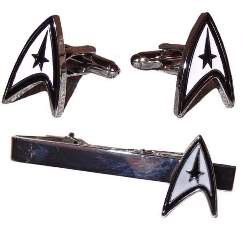 Star Trek Original Command Logo Silvertone Enamel Tie Clip & Cufflink Set
