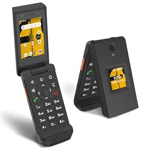 Unifone S22 Rugged Flip Phone Unlocked (16GB) 2.8” Touchscreen Smart Cell Phone Android 11, IP68 Water Resistant, 4G LTE GSM Single Sim (Black)