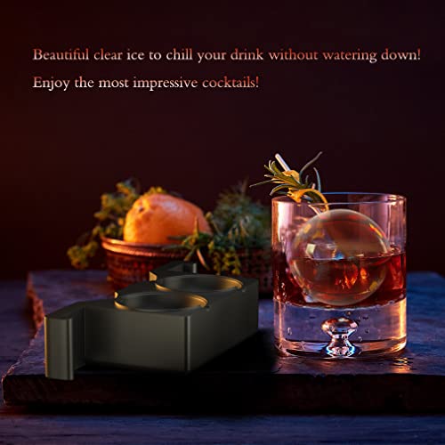 Image of TINANA Clear Ice Ball Maker, 2.5 inch Crystal Clear Ice Cube Tray Make 2 Large Sphere Ice Balls for Whiskey Cocktails & Bourbon