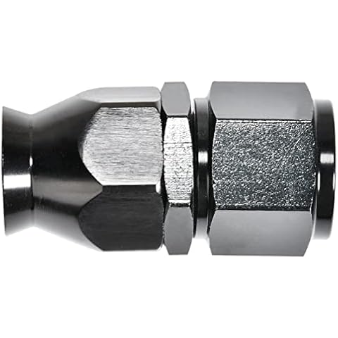 TuhooMall 6AN Straight PTFE Hose End Fitting for PTFE Fuel Hose Line Only Black Cover