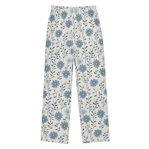 Farmhouse Blue Daisy Floral Boys Pants for Kids Jogger Pants with Pockets S