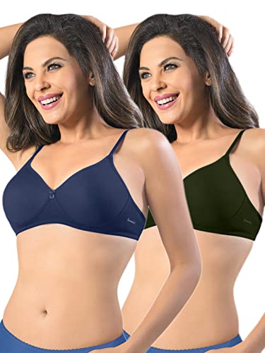 Image of SONARI Womens Non Padded Cotton Bra | Wire Free, Medium Coverage, Seamless Cups, Comfortable Polyester Cotton Blend Fabric | Adjustable Straps, Ideal for Everyday Wear - Smile