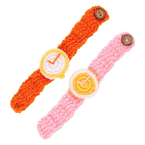 2pcs Funny Simulation Knitted Wristwatches for Couples Soft Bracelet Watches and Orange for Students and Festivals Stylish and Comfortable