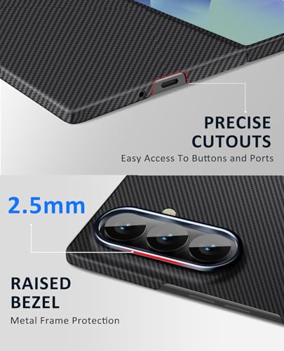 Image of amazon basics Luxury Case for Samsung Galaxy Z Fold 6 - Ultra-Slim 600D Aramid Fiber, Military-Grade Strength, Wireless Charging Compatible, with Hinge and Glass,Matte Blue
