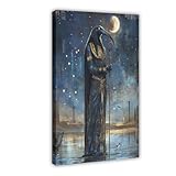 XFATGIA Poster auf Leinwand, ägyptischer Gott Thoth, Schlafzimmer, Dekoration, Landschaft, Büro, Raumdekoration, Geschenk, 50 x 75 cm