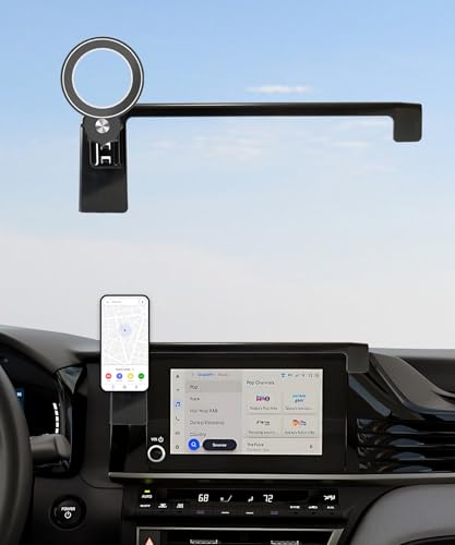 Image of Car Phone Holder for 2025 2026 Toyota Camry 8 inch Screen Accessories | MagSafe Strong Magnetic Clip-On Cell Phone Mount, 360 Rotatable Hands-Free Holder, Not Block Air Vents